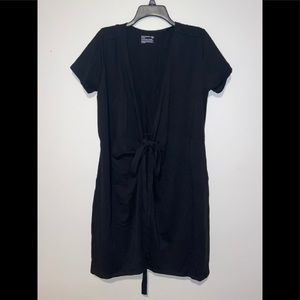 Cute black tie front organic dress